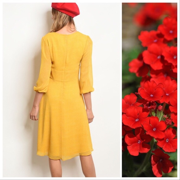 *LAST ONE* Retro Style Mustard Midi Dress - Picture 5 of 7